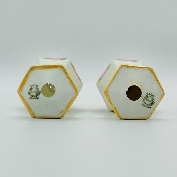 Antique One of a Kind Hand Painted Salt and Pepper Shakers Fine China - Picture 4 of 8